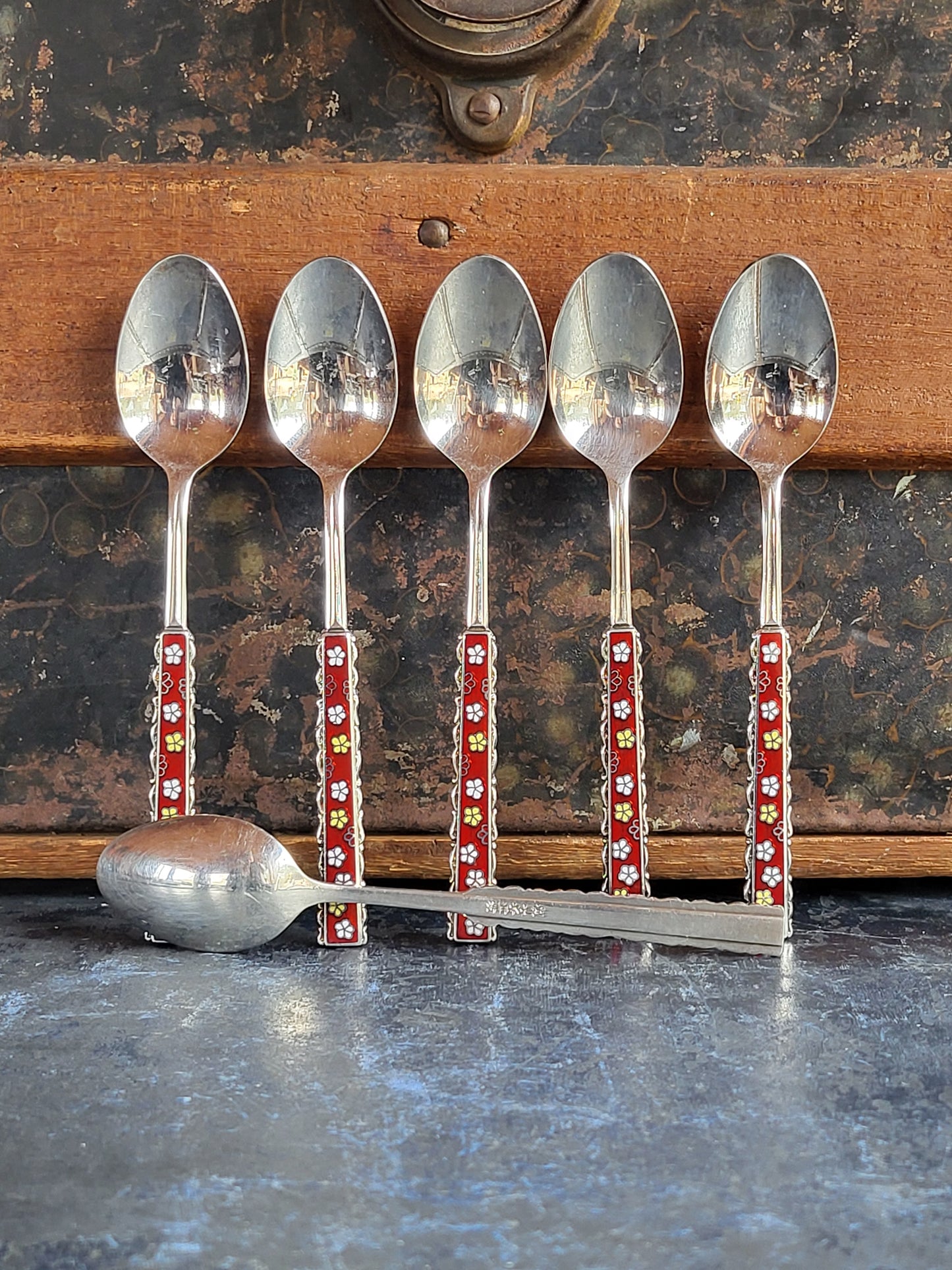 Vintage Japanese Hinode Cloisonné Spoons - set of 6