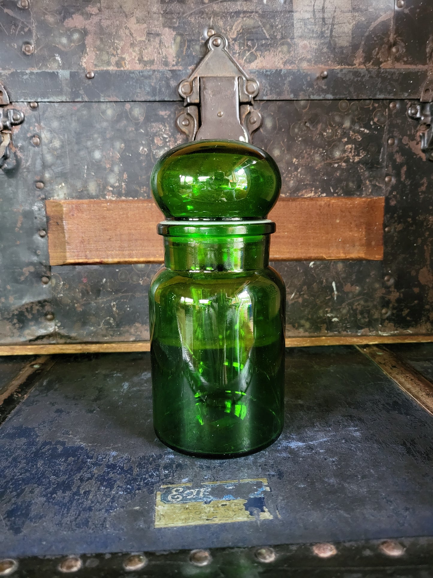 Vintage Bubble Glass in Emerald Green 7"