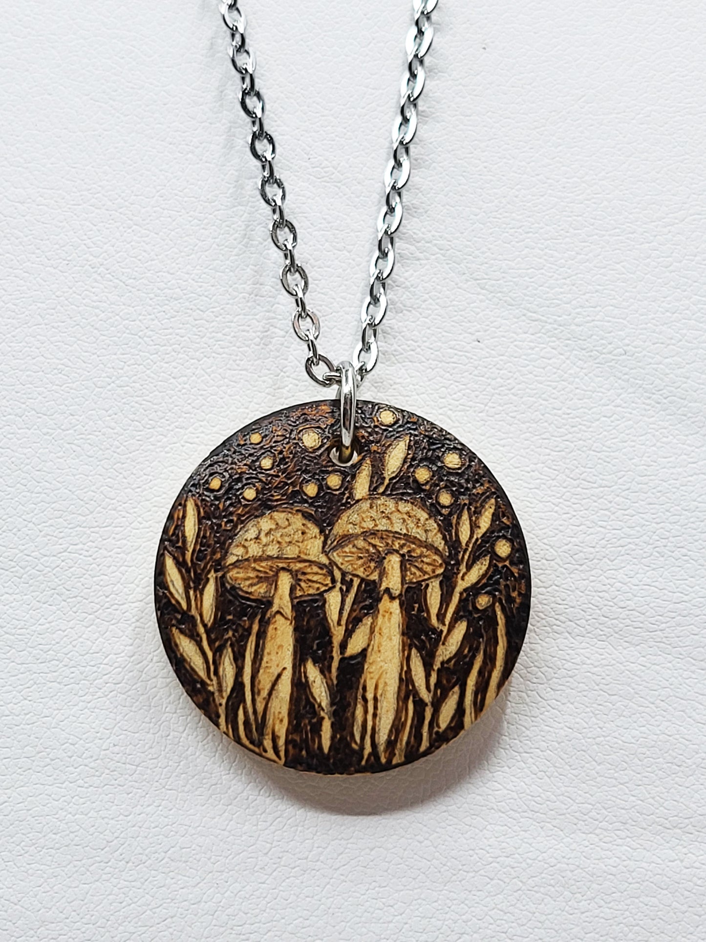 Nature Wood Pendant Mushroom Pair