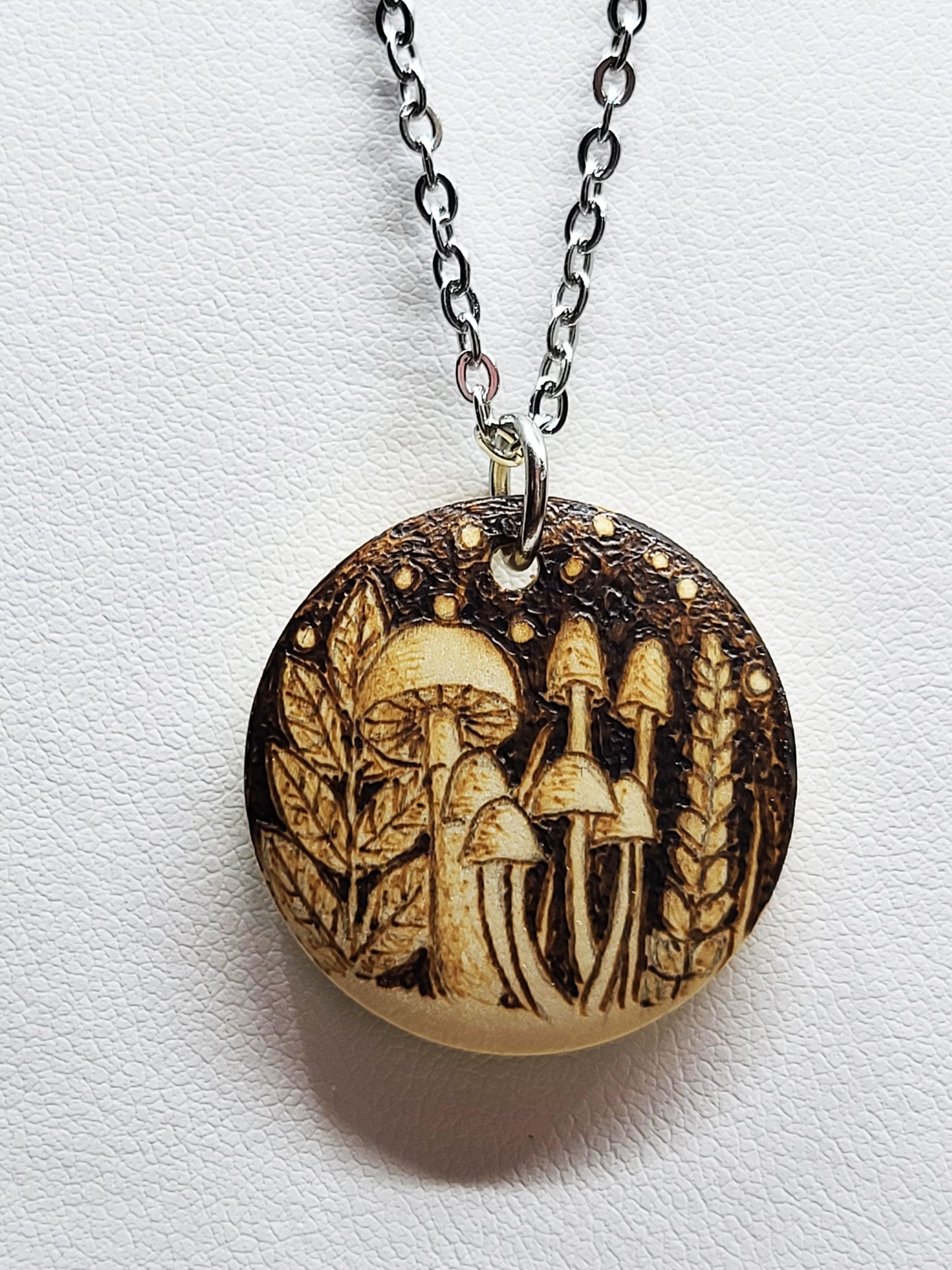 Nature Wood Pendant Mushrooms in the Ferns