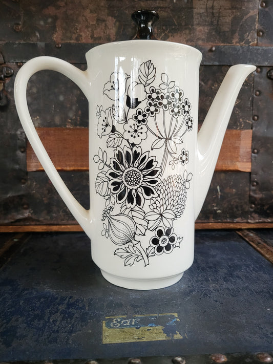 Black and White Wildflower Teapot