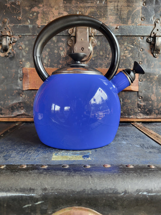 Vintage Blue Enamel Copco Whistling Kettle