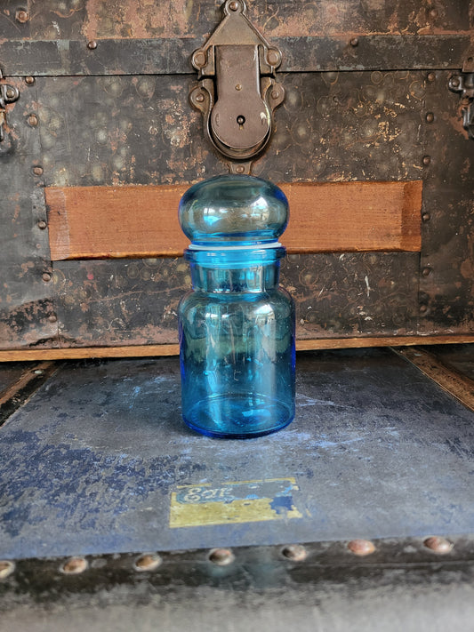 Vintage Bubble Glass Bottle in Light Blue 5.5"