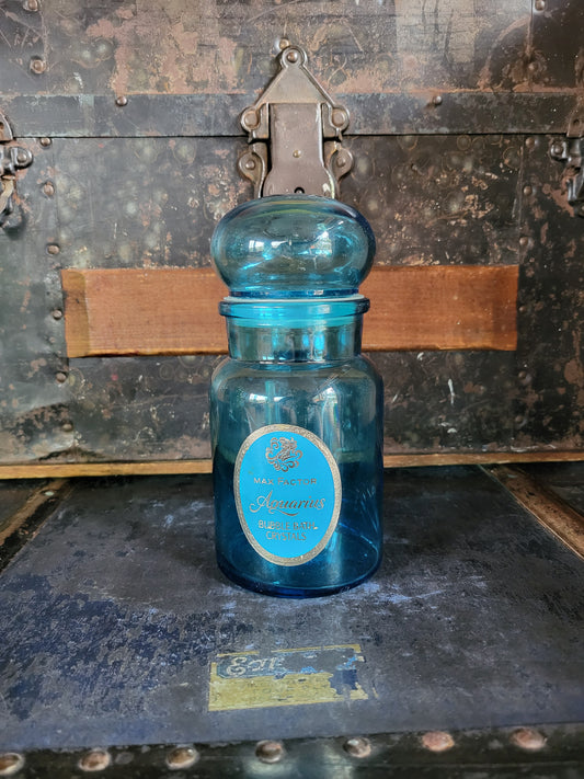 Vintage Bubble Glass Bottle in Light Blue 7"