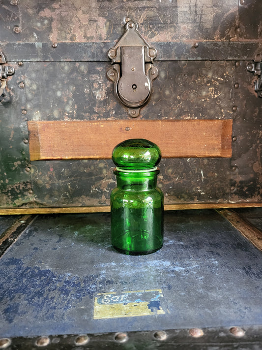 Vintage Bubble Glass Bottle in Emerald Green 5"